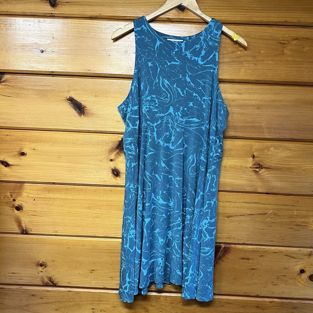 Athleta Santorini Thera High Neck Blue Modal Sleeveless Dress Women’s Size XL
